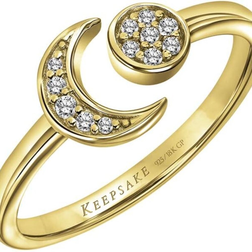 Moon Sun Star Diamond Stackable Open Ring For Wom… - image 1